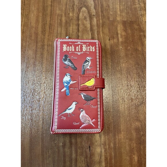 Shag Wear Book of Birds Zip Around Wallet for Women Medium Red Bird Watching - Picture 1 of 6